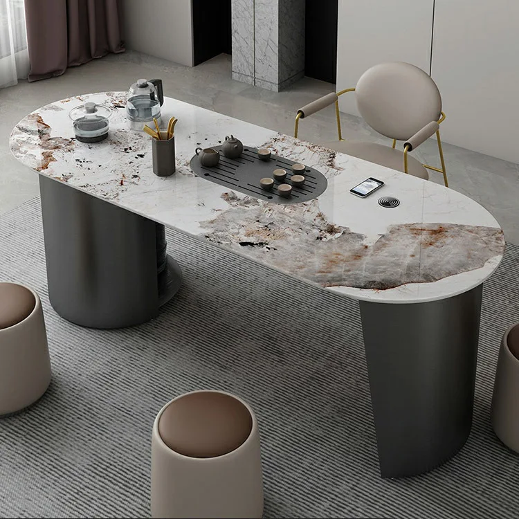 Factory Supply Metal 1.4Meter Modern Coffee Chinese Tea Table For Living Room Furniture