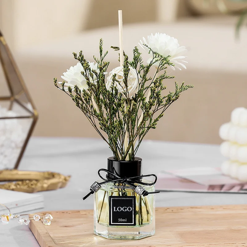 50ml Luxury Home Decor Aroma Essential Oil Perfume Natural Dried Flower Reed Diffuser
