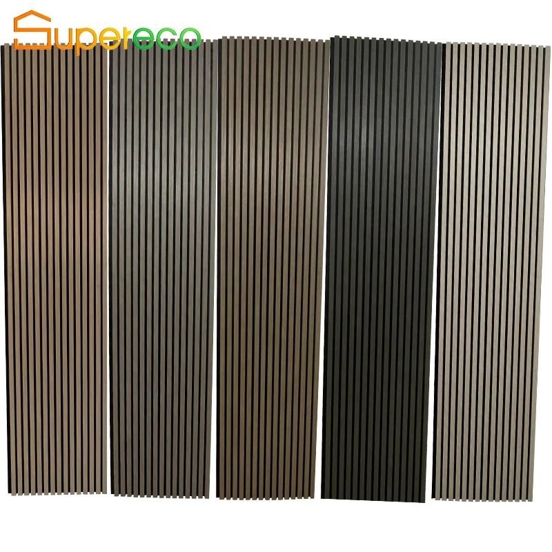 Wall And Ceiling Soundproof Slats Laminated Pet Wooden Veneer Acoustic Panel For Auditorium Hall