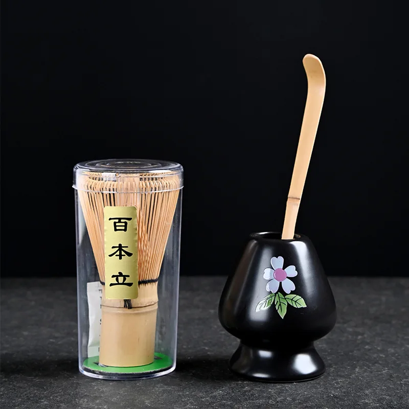 Factory Direct Wholesaling Japanese style Bamboo Matcha Tea Whisk Set Whisk Holder and Matcha Spoon