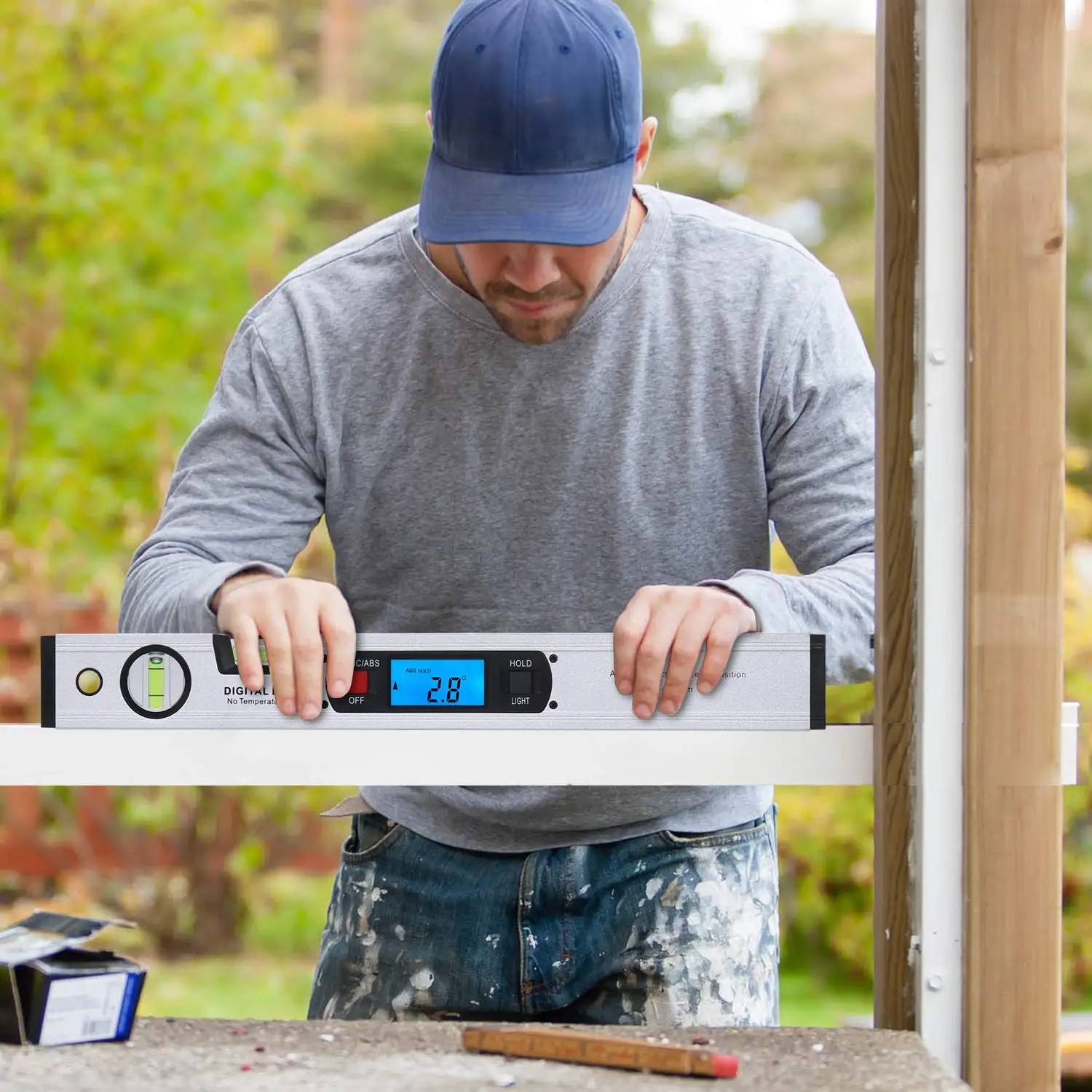 16-inch Digital Spirit Level and Protractor, Torpedo Level, Inclinometer Angle Gauge Finder Bubbles Magnetic Base with Backlight