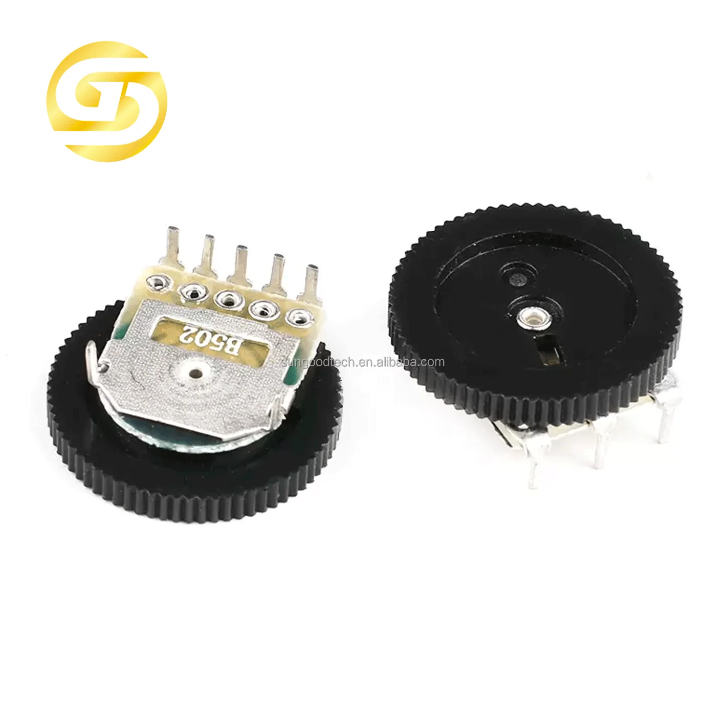 Stereo B103 10K Dial Potentiometer Gear 16*2 5-pin Stage Player Volume Switch 16mm 16x2