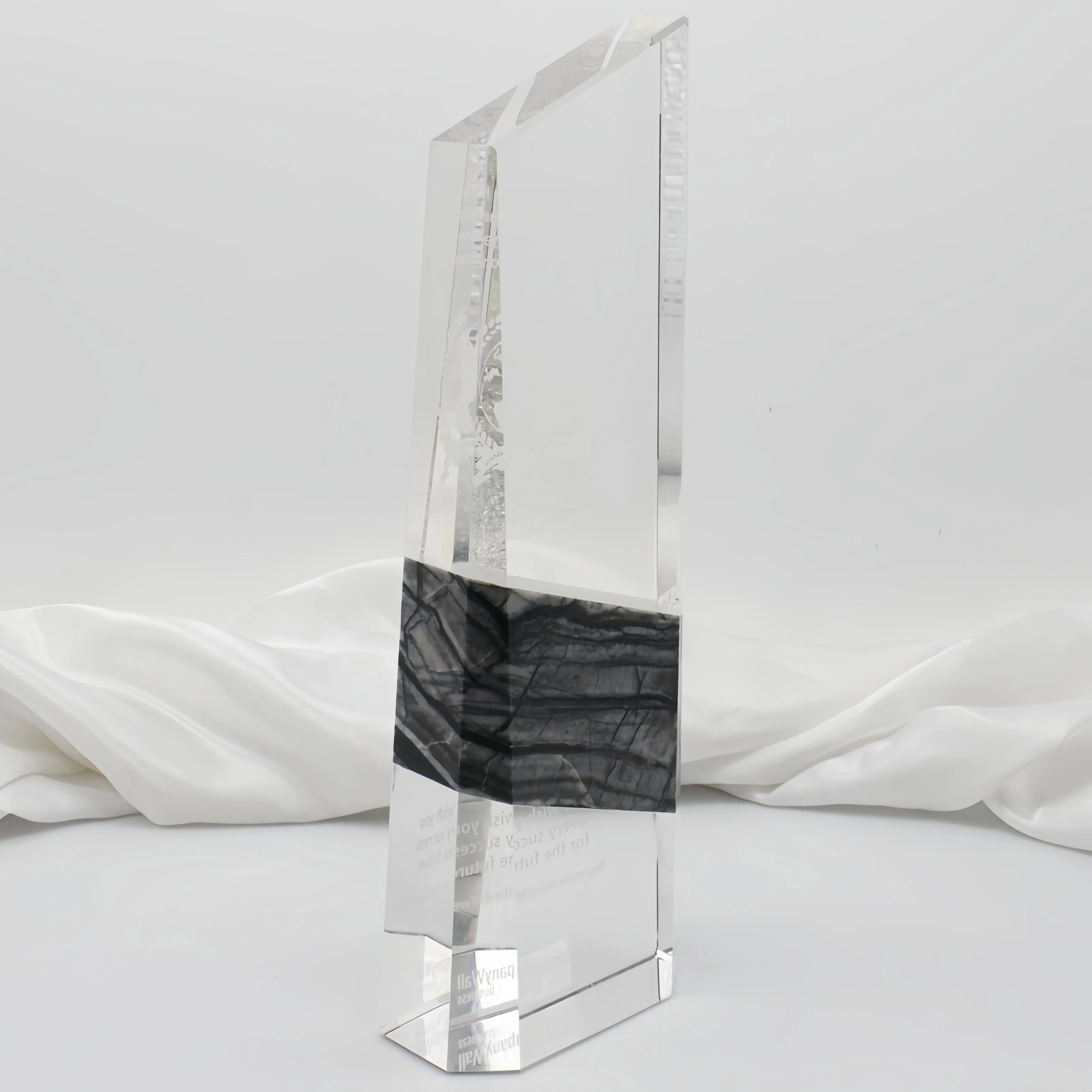 cheap Wholesale blank high quality crystal marble trophy Customized 3d craved logo Crystal trophy for souvenir