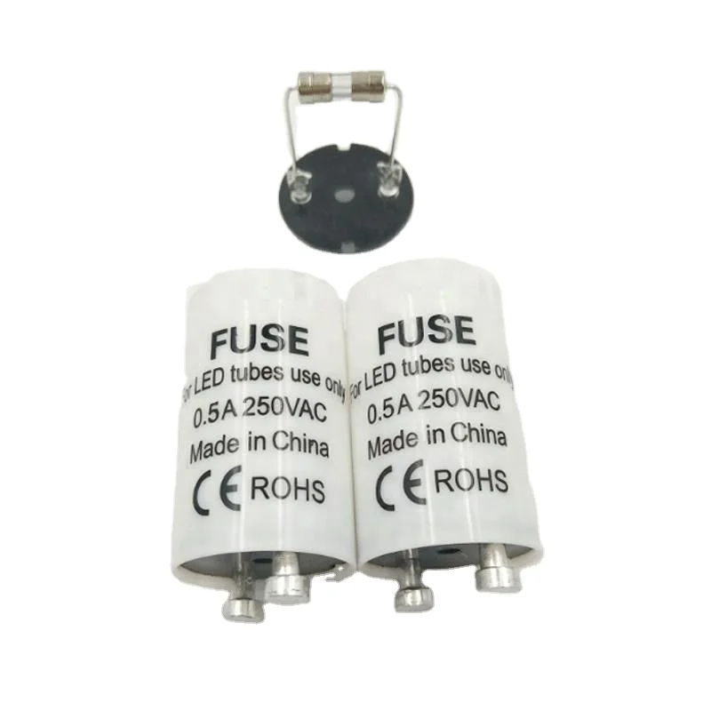 0.5A/1A/2A/2.5A fuse led lamp starter PC/PP out shell copper pin led lamp starter with fuse