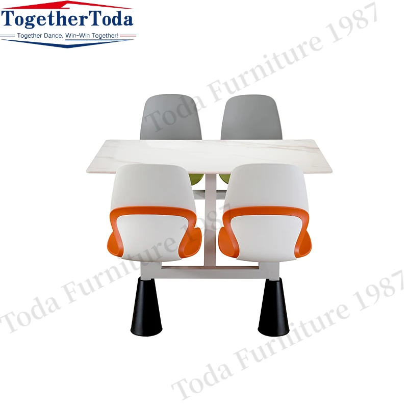 Restaurant Dining Table Heavy-duty Dining Table and Chairs Plastic Plywood Canteen Tables And Chairs Set