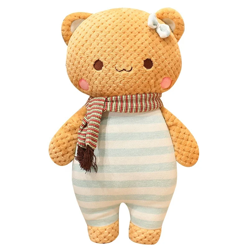 Handmade Cotton Bear Amigurumi Crochet Teddy Bear Toys with Cloth
