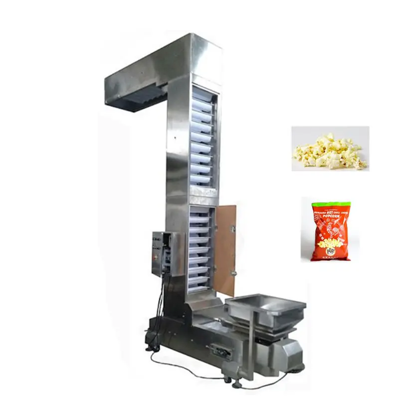 Low price multi plate vibrator feeder Z bucket conveyor for popcorn  snacks feeding