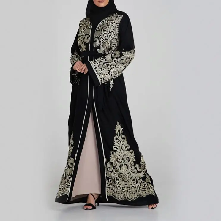 2019 Newest Fashion Embroidered Islamic Jubah Gaun Western Style Turchia For Girls Abaya