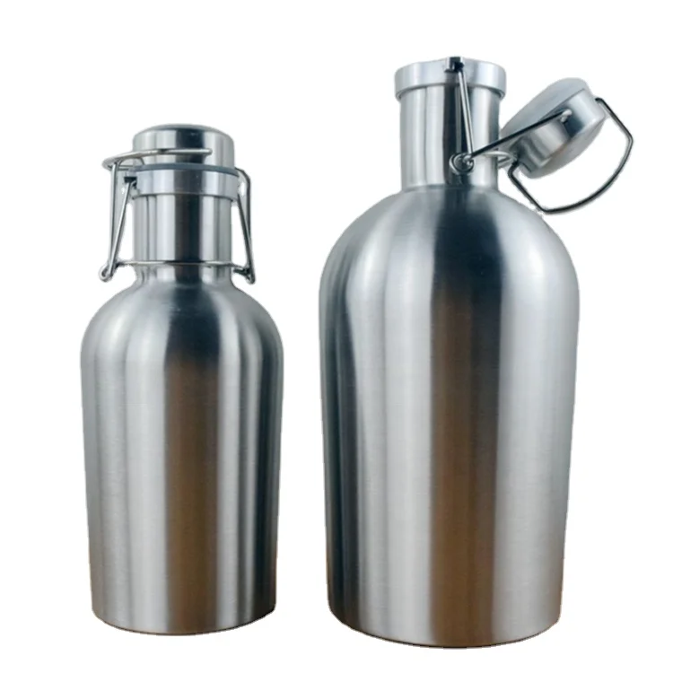Half Gallon Customized Stainless Steel Insulated Water Bottle Camping Beer Growler Large Vacuum Jug With Shoulder Strap