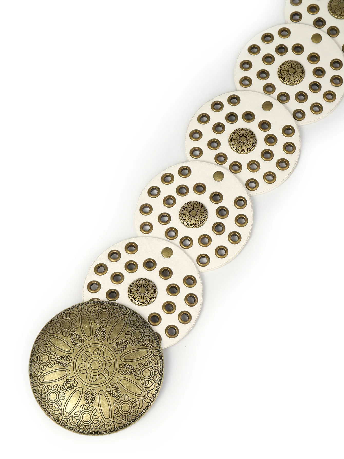 Hot sale factory direct price Women Leather Disk Link Belt Boho Western Waist Belts