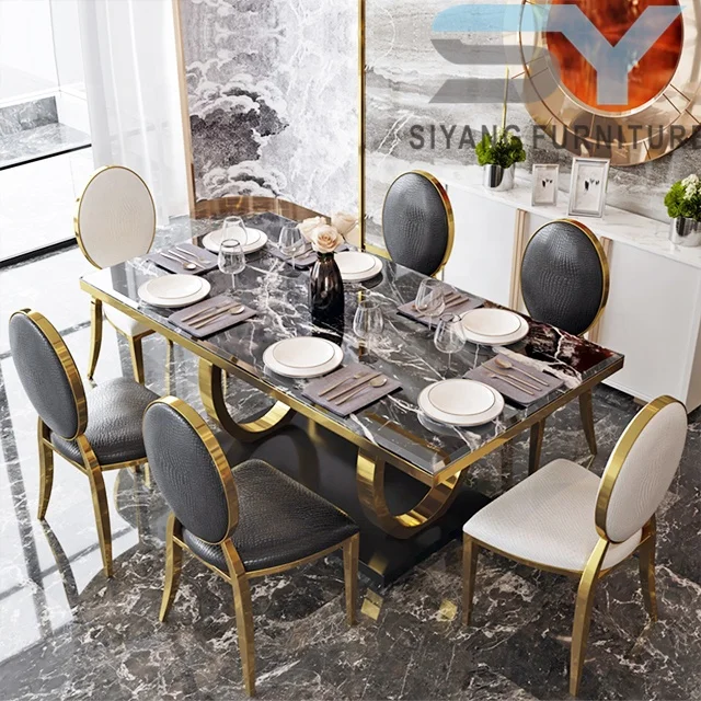 
Marble or glass desktop dining tables modern design 