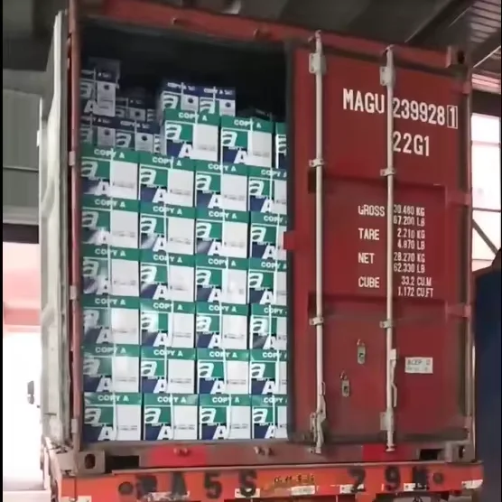 Stocks Wholesale price FCL containers quantity 20GP 40GP Paper Jumbo Roll copy A brand A4 size 80 gsm 75 gram 70 gsm