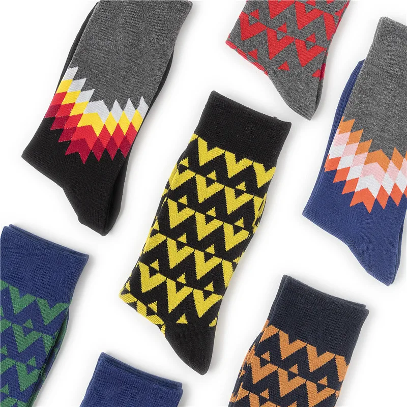 Men Novelty Crazy Crew Dress English Argyle Socks Men Bamboo Sublimation Socks