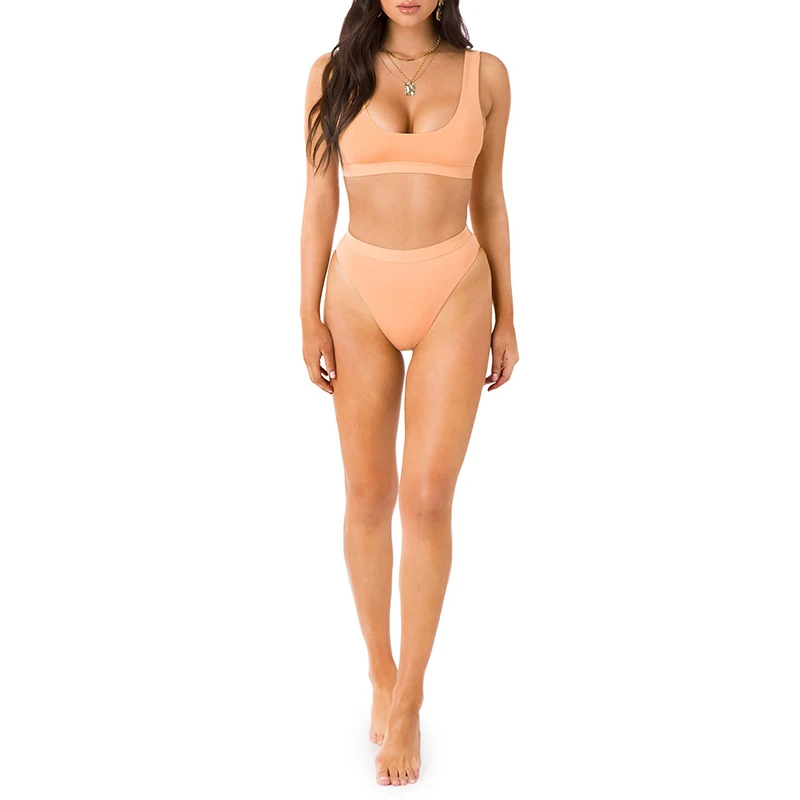 JinFeng Apparel Swimsuit Scoop Neck Bikini Set ODM/OEM Summer Beach Sport Female Bathing Suit Beach Sexy Womens Swimsuits Set