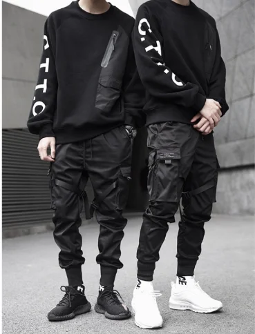 Wholesale Mens Long Cargo Cotton Blank Pants Joggers With Big Pockets