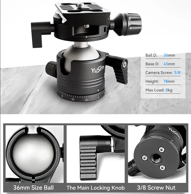 Professional Tripod 4 sections Carbon Fiber Camera Tripod stand with horizontal 360 degree center column