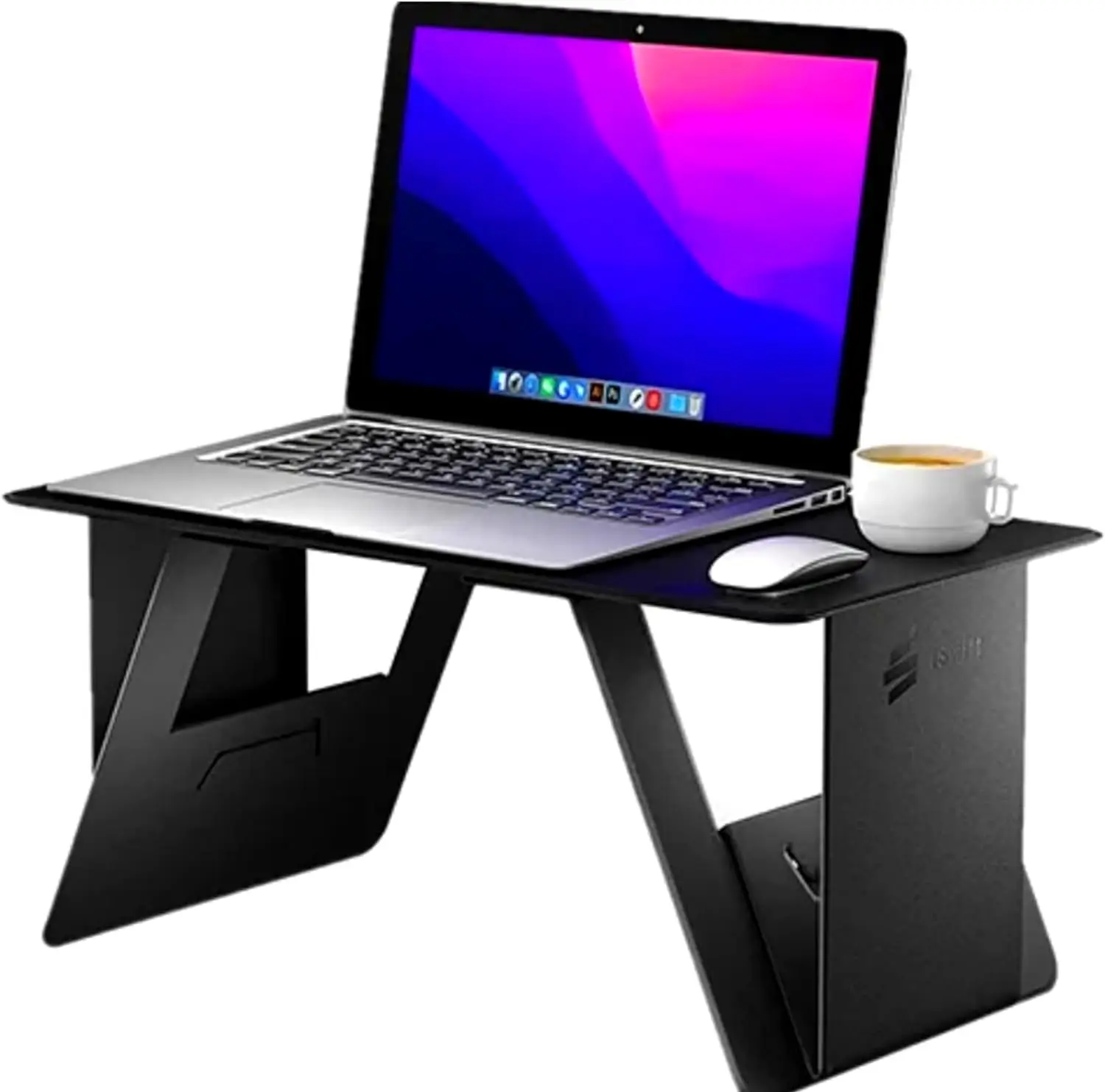 Home Office Portable PU Leather Adjustable Foldable Laptop Stand Holder Desk Couch Bed Desk