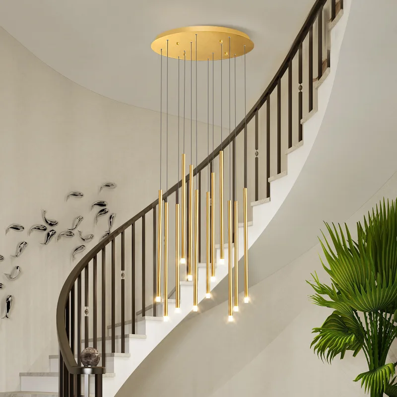 Contemporary Modern big chandelier american crystal golden LED iron vintage adjustable pendant lamp bedroom Hanging