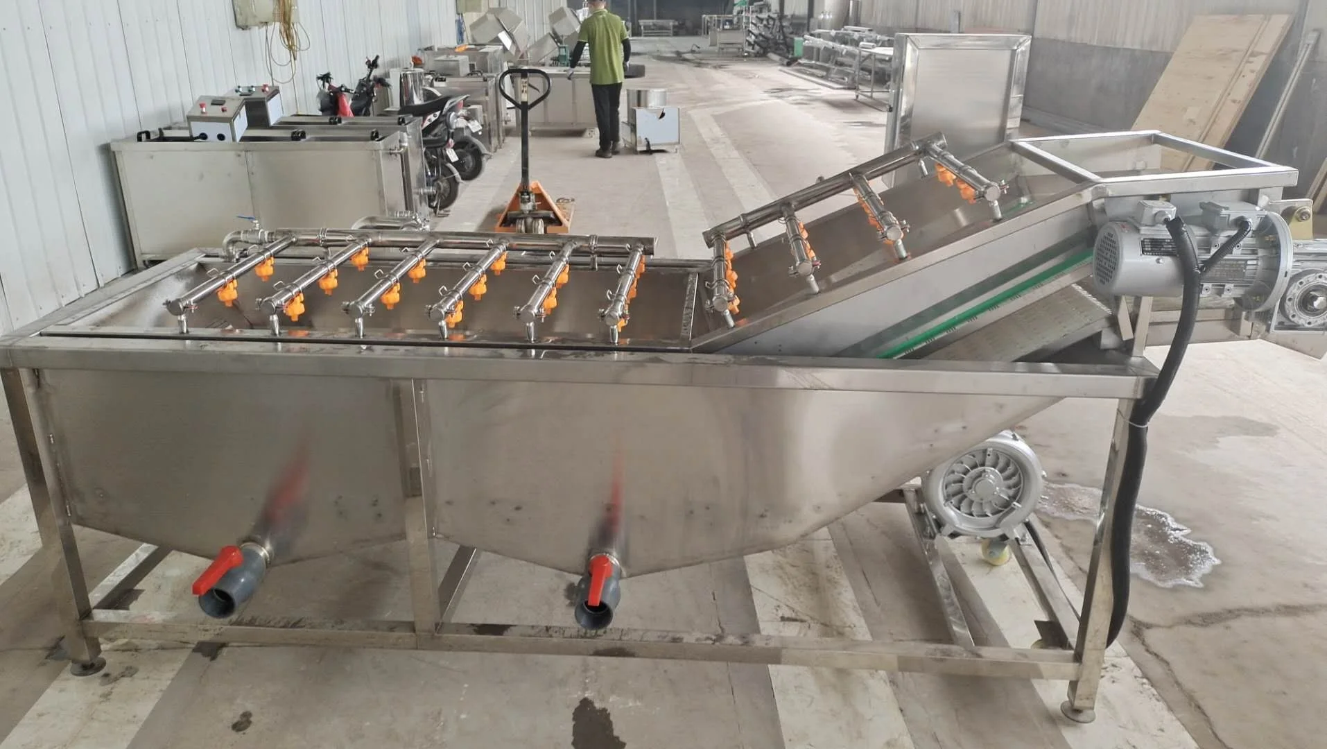 Vegetable fruits wash and dry processing machines supply vegetable washing line