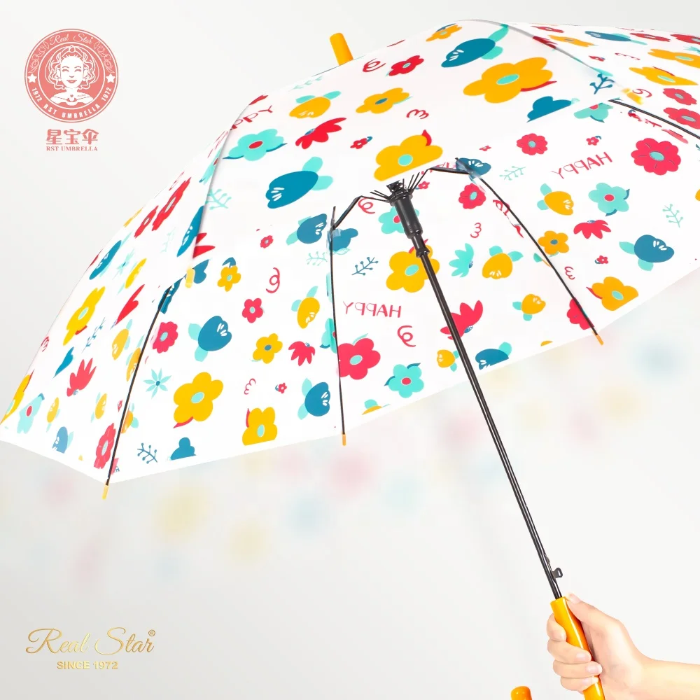 RST brand Ningbo/Guangzhou/Shanghai port clear poe umbrella fashion plastic flower young girl umbrella