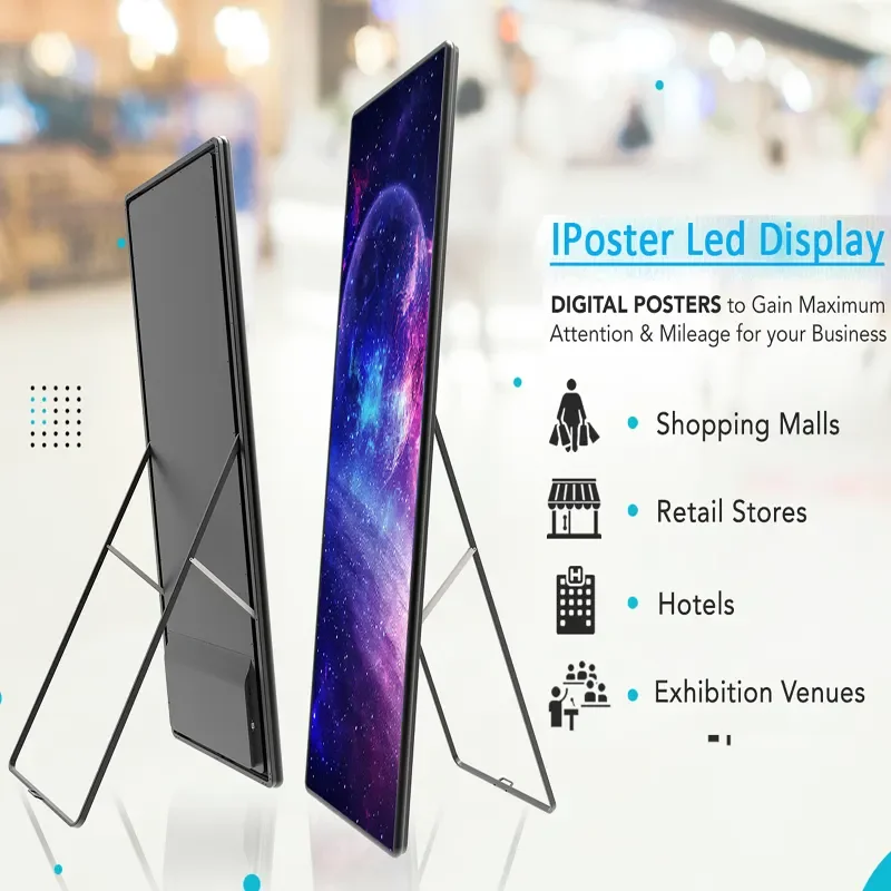 640X1920mm Indoor digital LED poster display Advertising poster LED screen mobile poster LED display for Restaurant