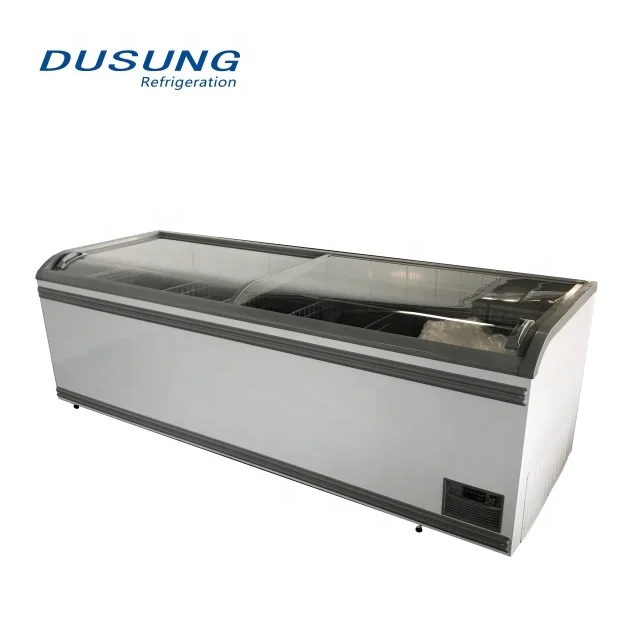 Раздвижная стеклянная витрина сырный стейк холодильник для замороженных продуктов коммерческий супермаркет островная морозильная камера