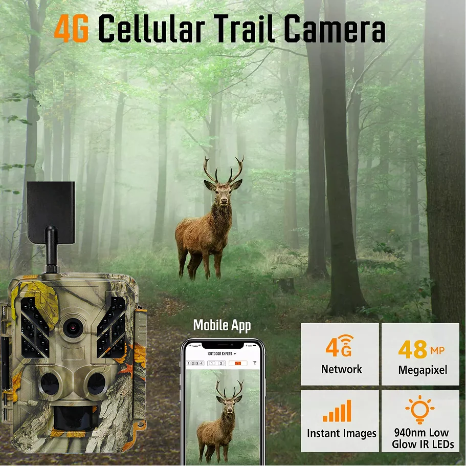 Wild Hunting Camera 4G Lte Trail Camera SIM Wireless 940nm No Glow Night Vision Camera For Hunting