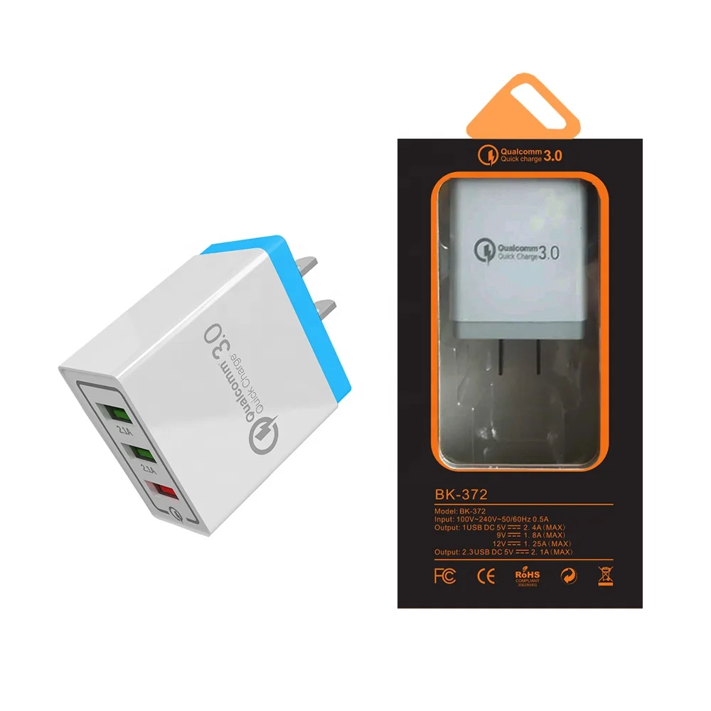 
 Быстрое Сетевое зарядное устройство с 3 портами USB, адаптер питания переменного тока с американской вилкой для Samsung iPhone  
