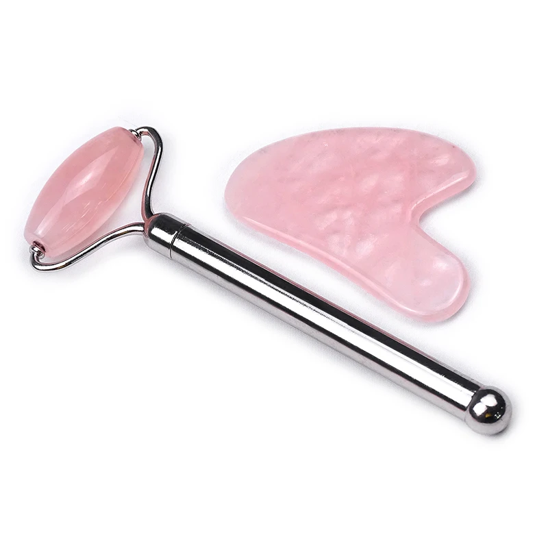 
Anti-aging Natural Rose Pink Jade Roller Facial Jade Pink Gua Sha Massage Set 