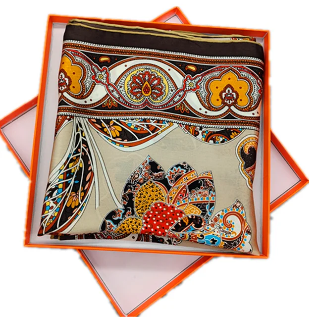 100% Silk Scarves Satin Twill Big Size Custom Scarf Design 100 Silk Scarf Square for Women