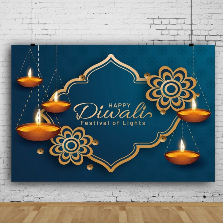 Indian Diwali Backdrop Decorations for Home Wall Hanging Diwali Photo Booth Props Background Banner Celebration Supplies H1079