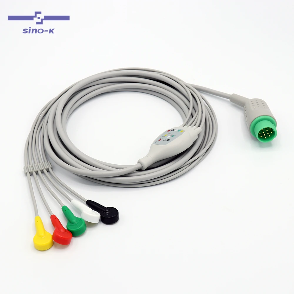 Schiler Fixed-one ECG cable 5 leads IEC Snap