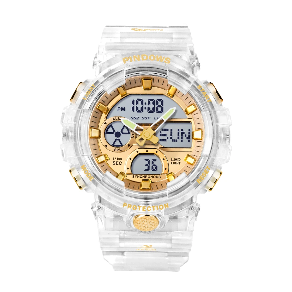 PINDOWS PASNEW Wholesale Hot Selling Dual Display Watch Waterproof Sports Alarm Clock Countdown Digital Electronic Wristwatch