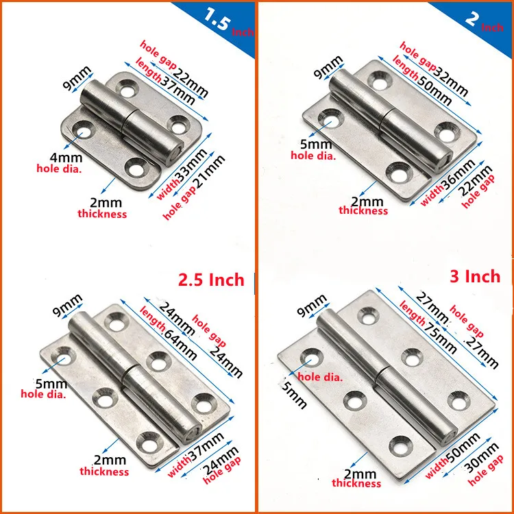Real 304 Stainless Steel Heavy Duty Lift Off Hinge Detachable Removal Door Hinge 2.5inch Take Apart Hinges