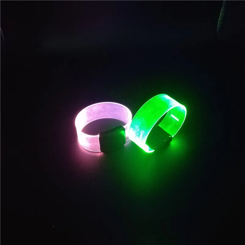 BOSI Manufacturer Novelty Transparent TPU Custom Laser Logo Neon Glow Flashing Light Up Led Magnetic Bracelet Wristband