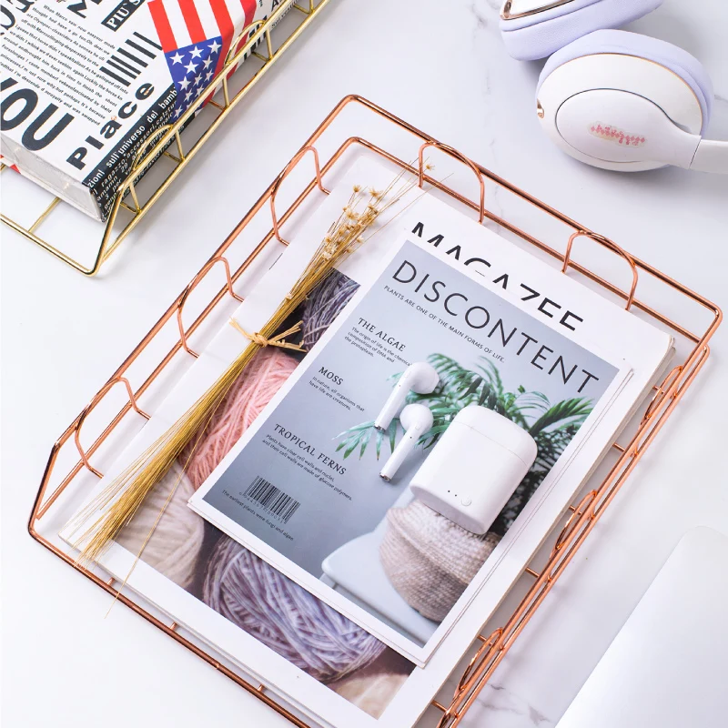 Metal multilayer magazine rack for office desk