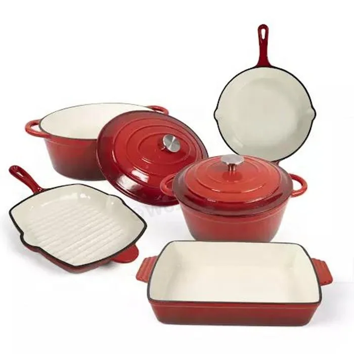 Camping Heavy Duty Cast Iron Potjies Pots Red Enamel Cast Iron Potjie Pot