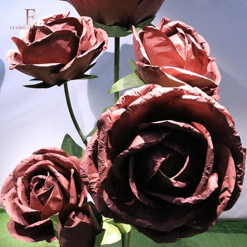 New China artificial wedding decoration Best sell design giant rose paper flowers