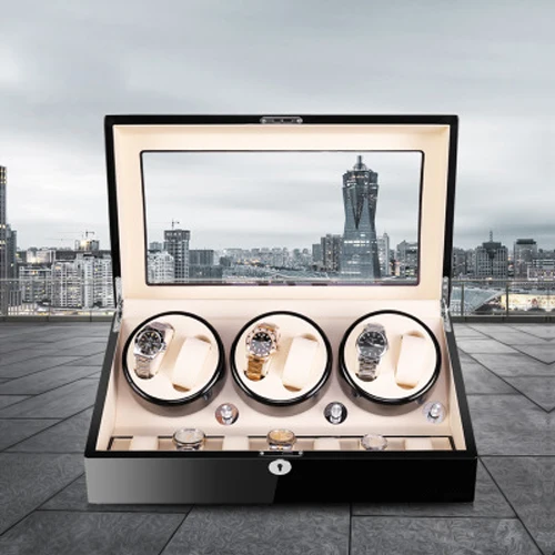 Gostar Jewelry Watch Winder Box Automatic Watch Winder Luxury LED Light Box Watch Rotating Cabinet Home Display Box