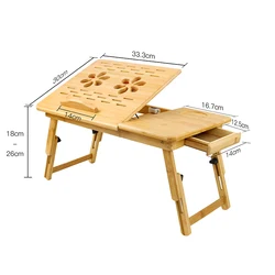 Wholesale Multifunctional Workstation Bamboo Portable Folding Laptop Table