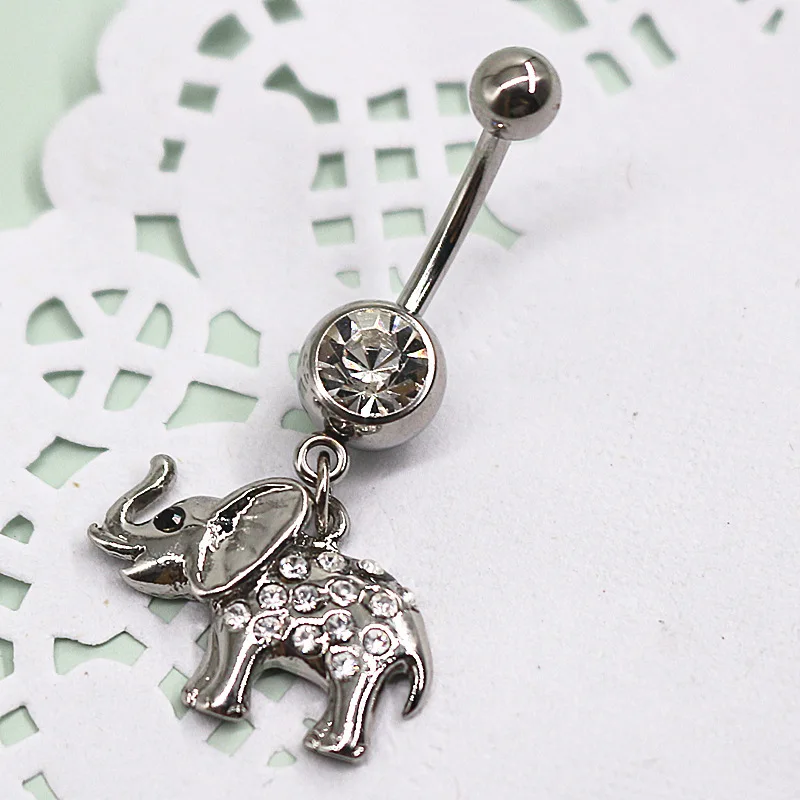  BBR-123 Vintage Body Piercing Jewelry Custom Surgical Designer Elephant Dangle Belly Button