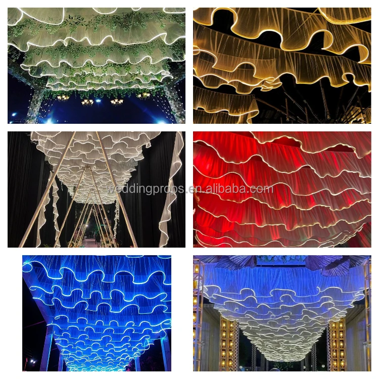 Wedding Supplies Hanging White Ceiling Drape Light Event Decor Ceiling Stage Drape Curtain Backdrops