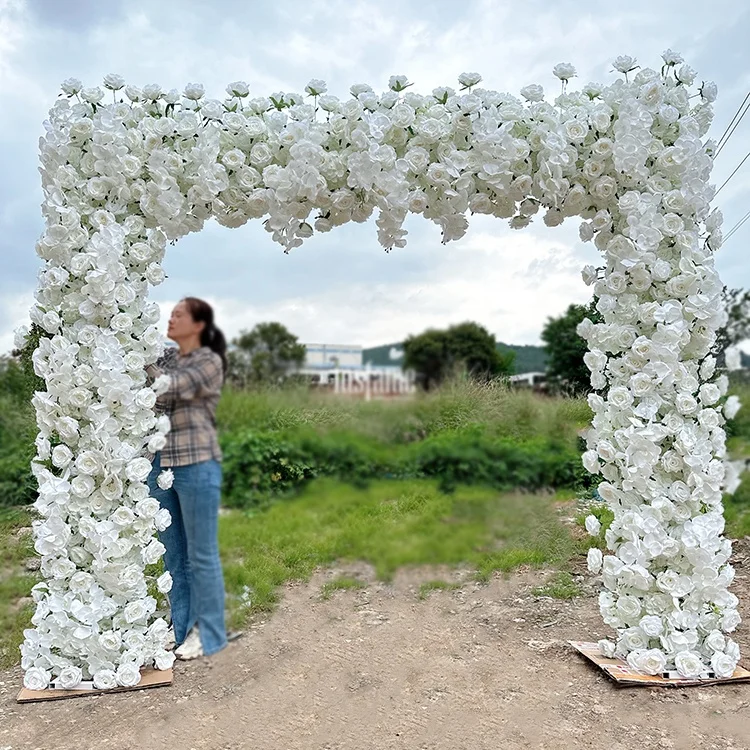 Handmade Customized Large Artificial Flowers Event Decoration Structure 8ft Wedding Horn Flower Arch