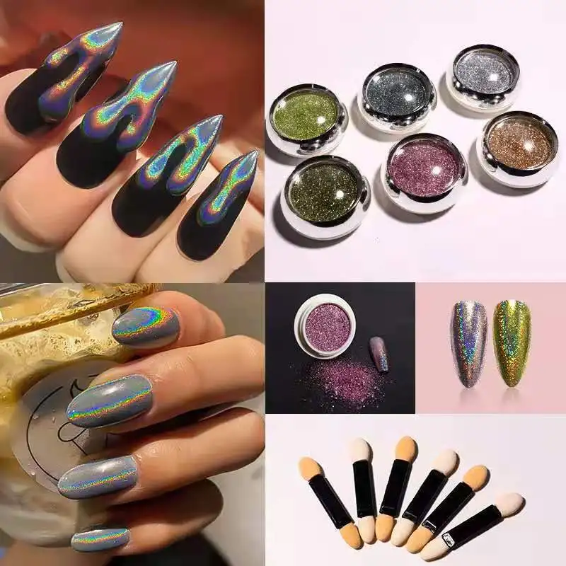 2024 Hot Selling Chrome Nail Pigment Powder Private Label Shine Solid Nail Mirror Powder Set 12 Colors