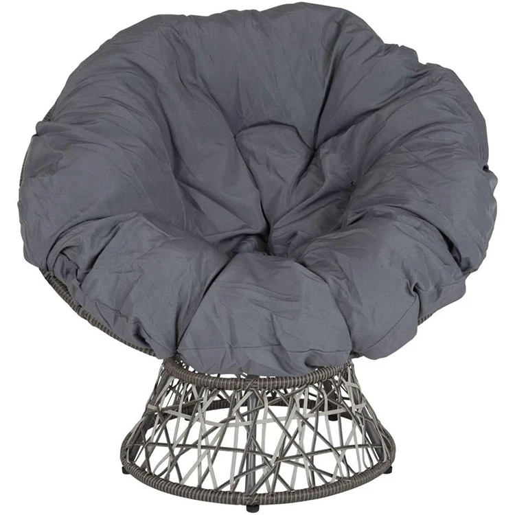Hot Sale All Weather Wicker Outdoor Black/gray- color Papasan Swivel Chair with Cushion