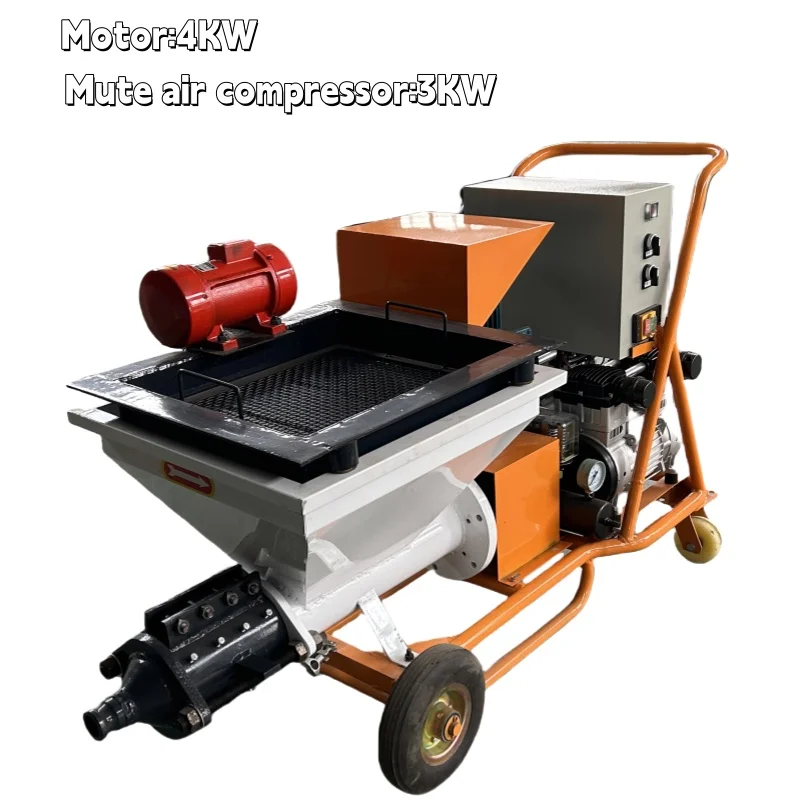 Ultra-Quiet Screw Type Mortar Spraying Machine New Condition Core Motor Component Interior Exterior Wall Plaster Factory Sales