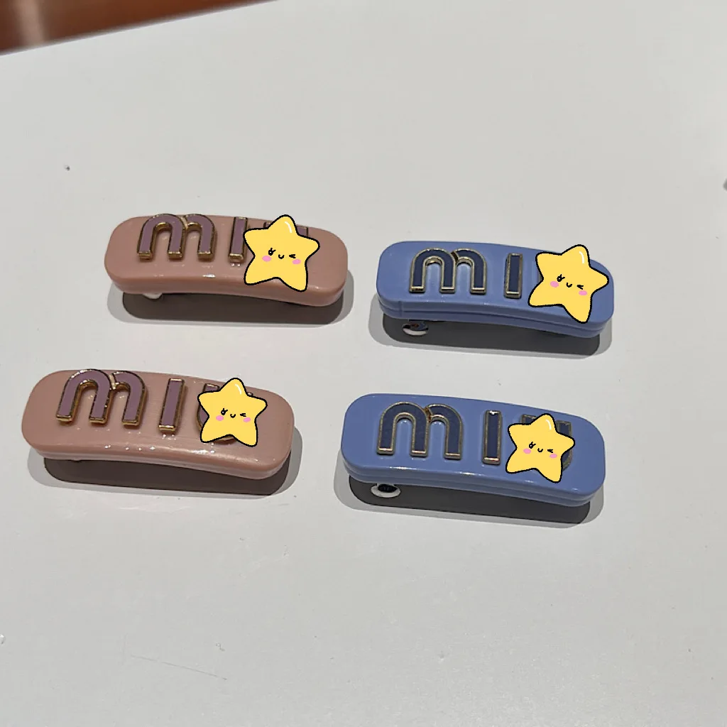Fashion Jewelry M Designer Brand Rectangular Cellulose Acetate Hair Clip With Logo Letter Princess Barrette Girls Hairgrip