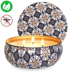 3 Wicks Scented Candle Citronella Plant Oil Mosquito Repellent Soy Aromatic Candles Sets Of 3