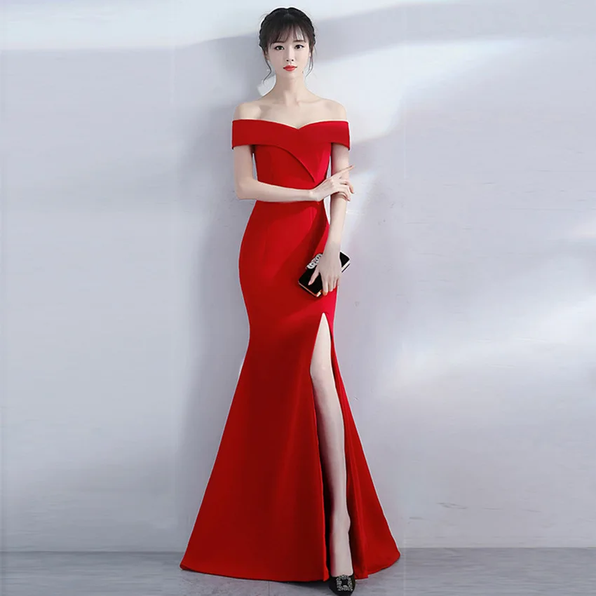 2021 New Banquet Elegant One shoulder Mermaid host graduation plus size sequin vestidos elegantes para mujer long evening dress