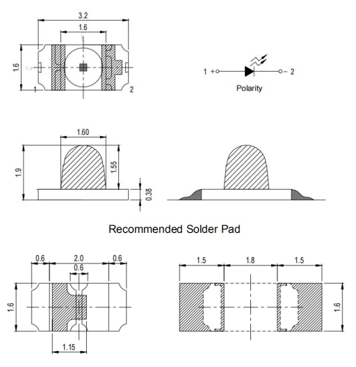 Wholesale Top Quality 1206  Blue Color SmdLed 2000pcs/Roll 0.06W Led Beads 1206  Smd Led